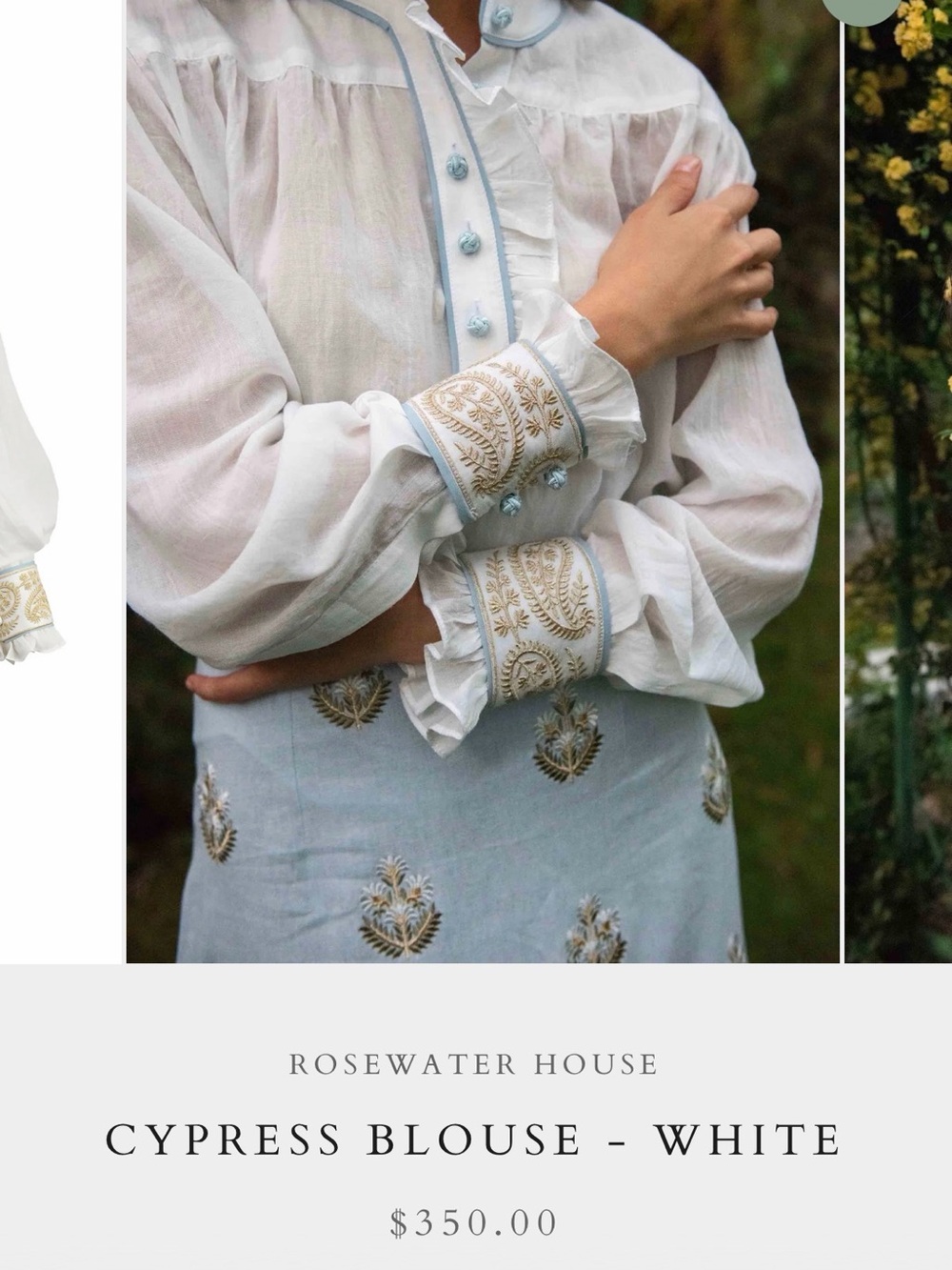 Rosewater House Cypress White Embroidered Blouse